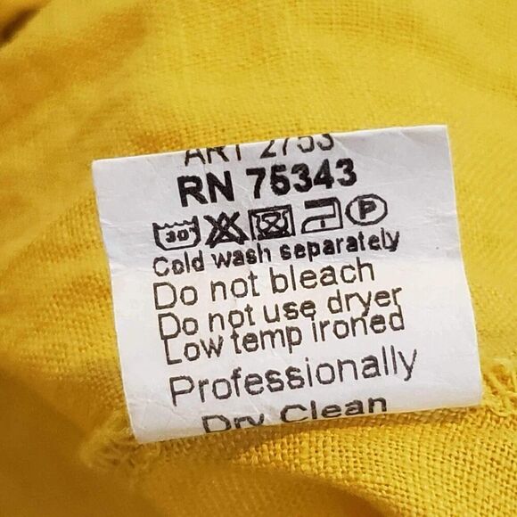 Terzo Millennio Linen Shift Dress Langenlook Yellow Embroidered SS L Large - Picture 5 of 10